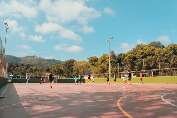 Children playing soccer