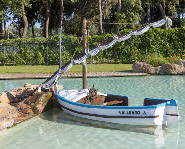 Boat in the camping pool