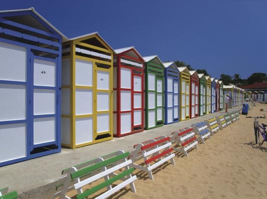Colorful huts on the beach