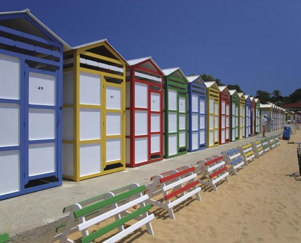 Beach huts in S'Agaró Spain
