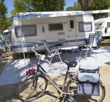 Bike in front of a motorhome