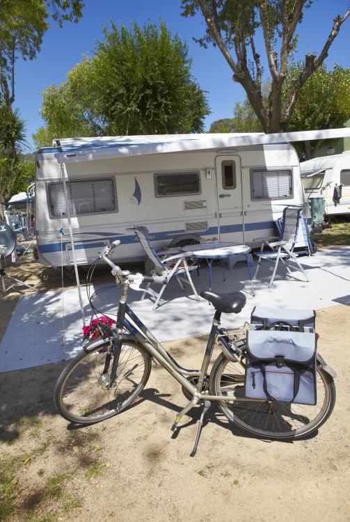 Bike in front of a motorhome