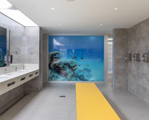 Inside sanitary facilities of the campsite