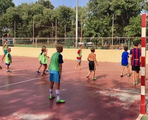 Children playing football in Spain
